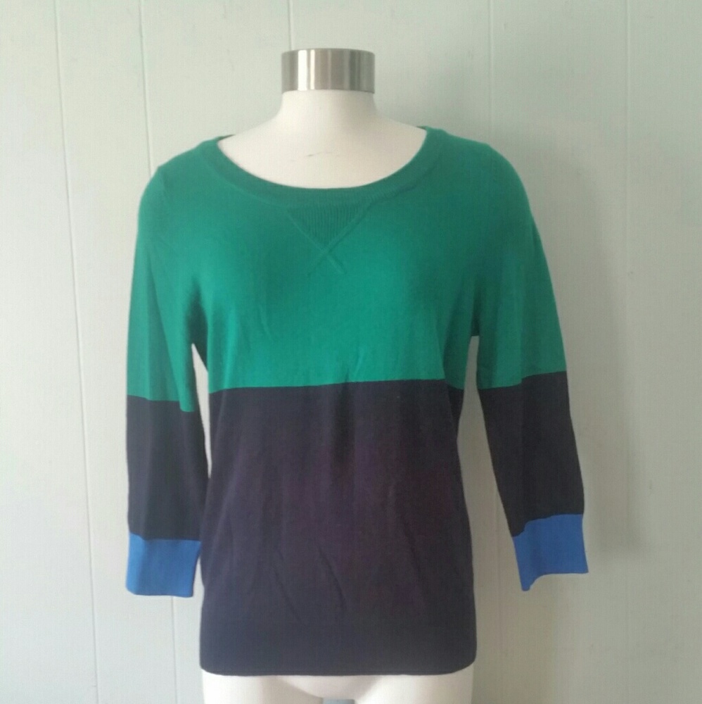 Cashmere Blend Sweater Simple Color Block - image 1
